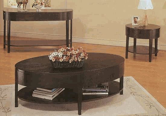 Solid wood coffee table with 2 levels. Cappuccino finish 3941 (3