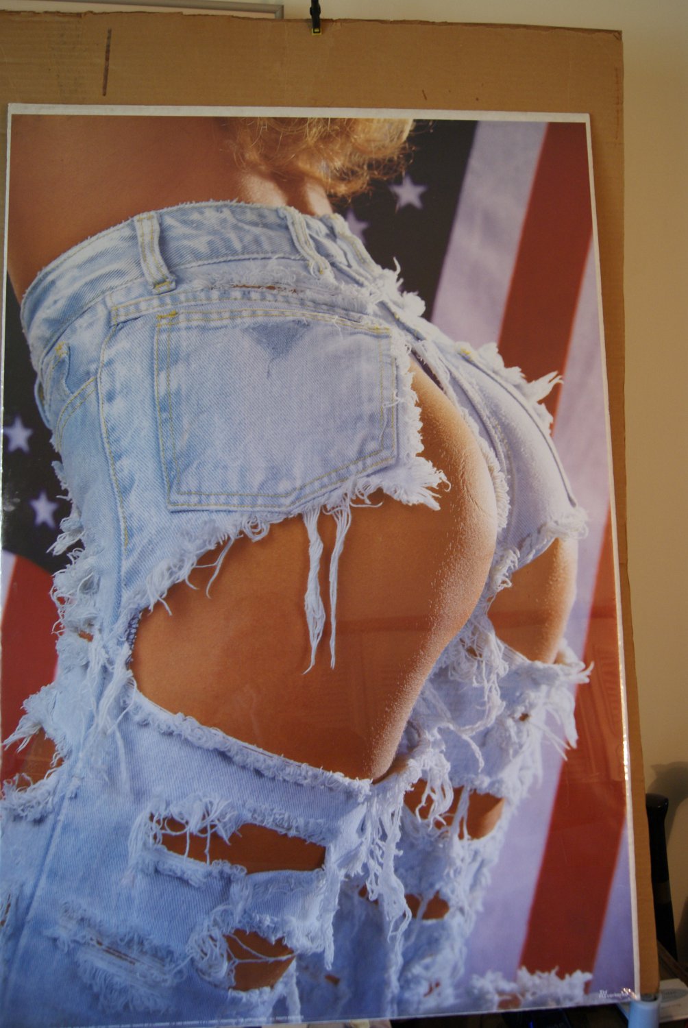 young woman barely wearing jeans poster