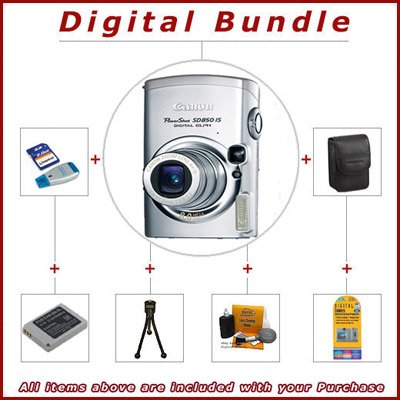 NEW CANON POWERSHOT SD850 IS DIGITAL CAMERA BUNDLE
