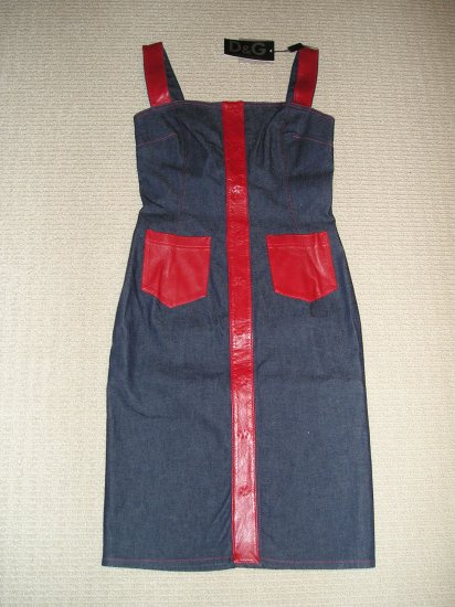 DOLCE&GABBANA DENIM/LEATHER DRESS