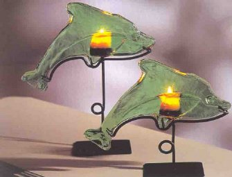 Green Dolphin Votive Holders
