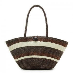 Coffee Stripe STRAW ShoulderBag SUMMER HandBAG Tote