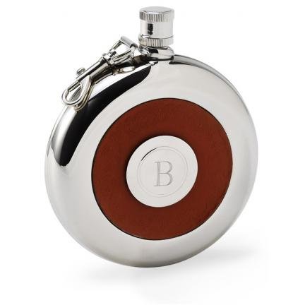 Oxford Round Leather Flask w/Shot