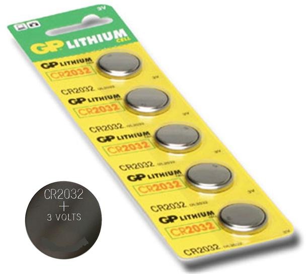 GP CR2032 Lithium Cell Batteries - Lot of 5pcs