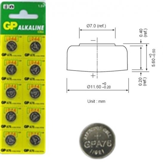 10pcs GP LR44 / A76 Button Batteries for Toy, Laser, Game, mini Clock