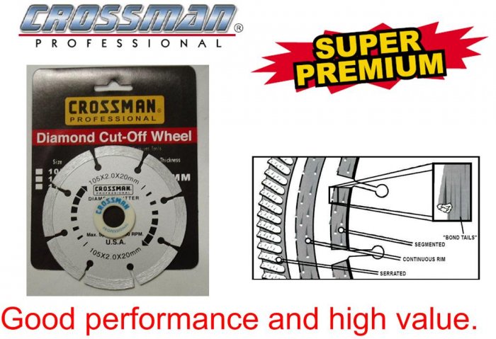 CROSSMAN Silver 4" Diamond Cutting Wheel Blade