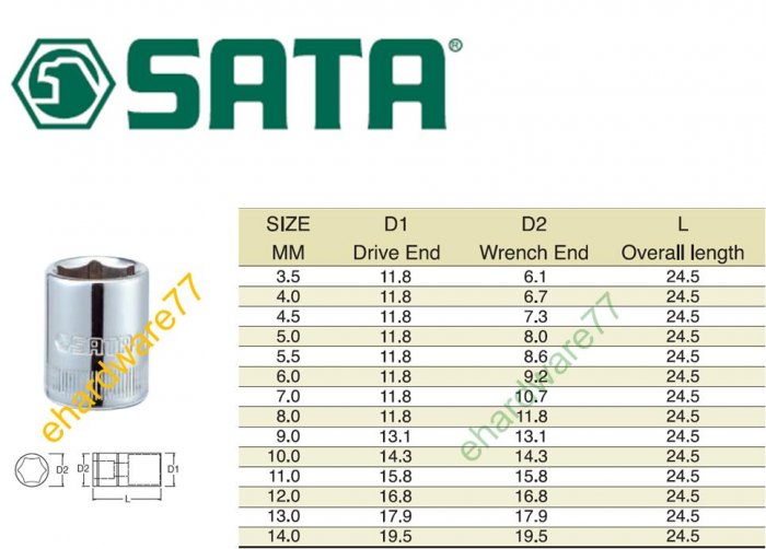 SATA - 4.0mm (Metric) Socket 1/4" DR.