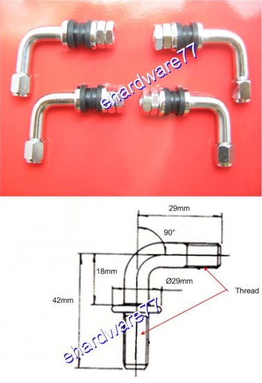 Clamp-in 90 Degree Tubeless Tire Valve Stem Lot of 4pcs