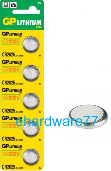 GP CR2025 Lithium Button Batteries - Lot of 5pcs
