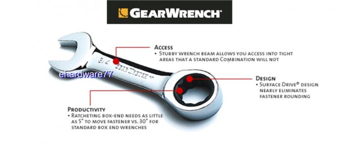 Grearwrench - Stubby Combination Ratcheting Wrench 11/16"