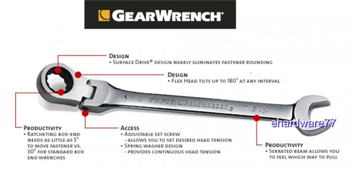 Grearwrench - Flex Combination Ratcheting Wrench 9/16"
