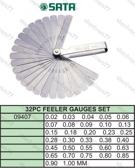 SATA 32PCS BLADE METRIC FEELER GAUGES (09407)