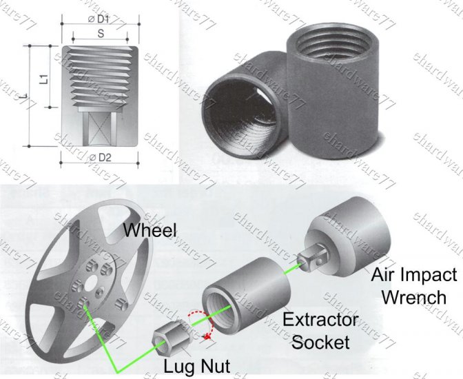 Wheel Lug Nut Extractor Impact Socket 17mm (69782090)