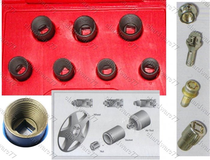 7pc Damaged Locked Nuts Impact Socket Remover Set (69523071)