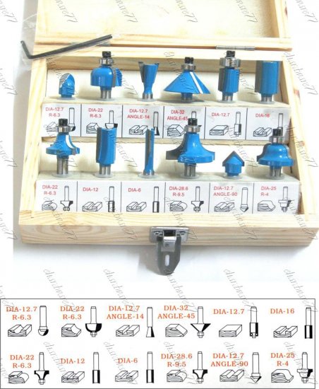 12 PIECE 1/4" SHANK ROUTER BIT SET (440320)