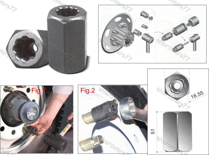 DUAL WHEEL LUG STUD REMOVER IMPACT RIB SOCKET (16.55mm) (69775050)