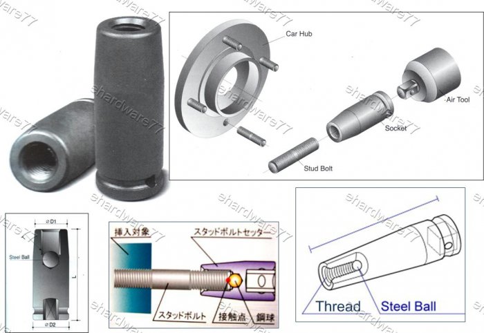DOUBLE THREAD END STUD BOLT INSTALL IMPACT SOCKET 1/2" DR M12 X 1.5P (69782026)
