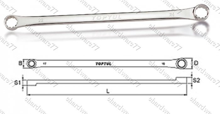 TOPTUL Flat Extra Long Double Ring Wrench 8mm x 10mm (AAAP0810)