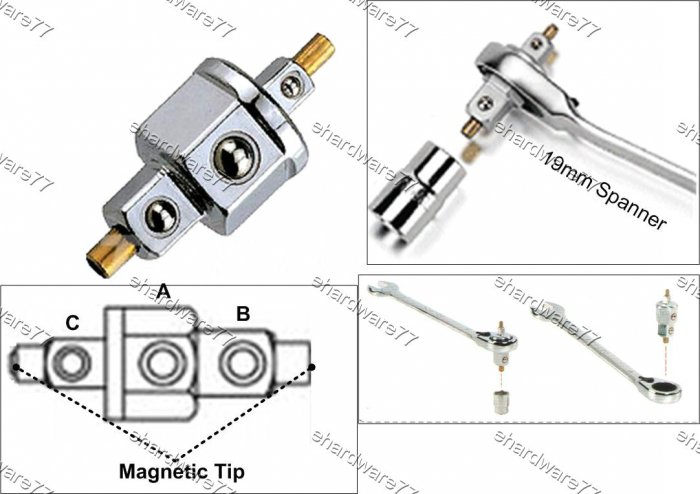 Wrench To Square Drive 2-Way Adaptor 19mmx1/2"x3/8" (CAKA1934)