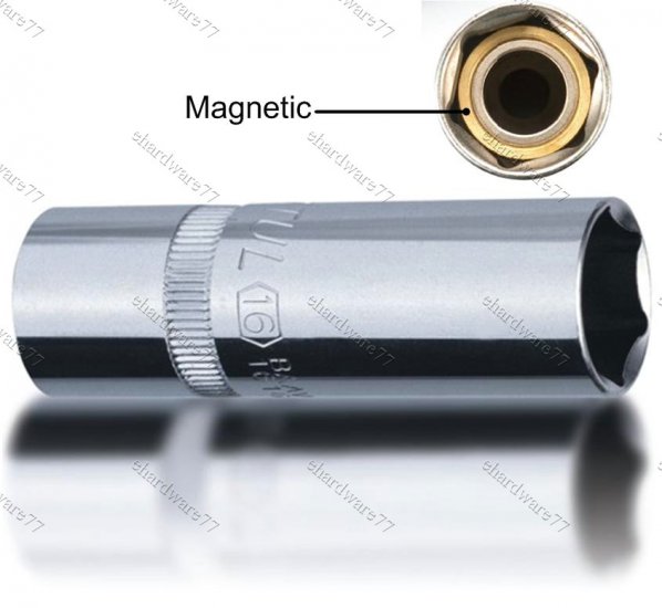 TOPTUL 1/2" DR THIN WALL MAGNETIC SPARK PLUG SOCKET 16MM (BAAV1616)