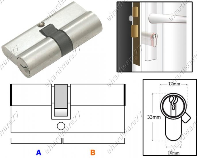 Euro Profile Double Side Cylinder Lock 70mm (SGDC70SN)