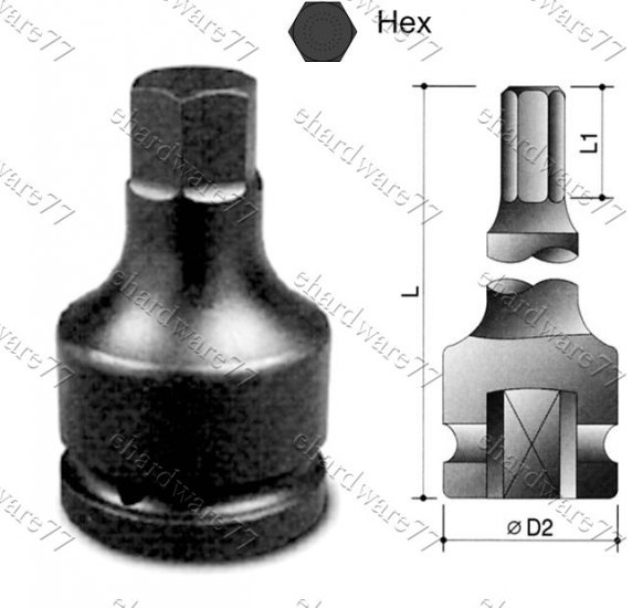3/4" DR Hex Impact Socket 17mm x 100mmL (6486017)