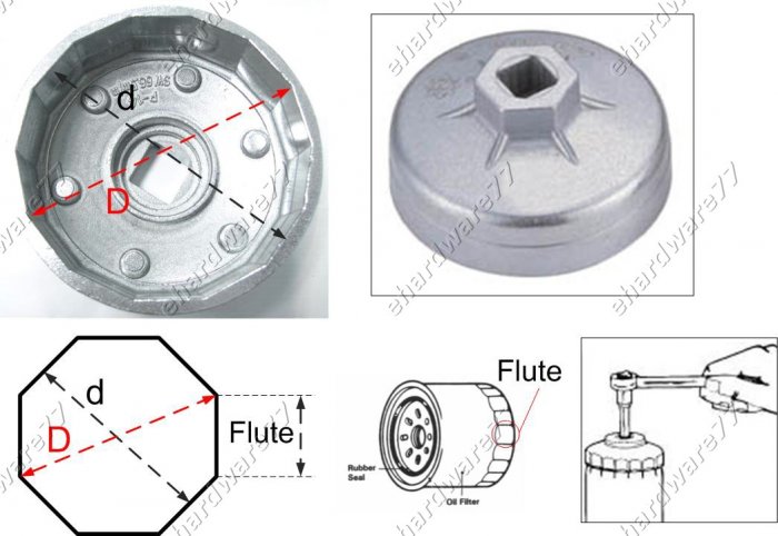 Oil Filter Cap wrench Size: 76mm P8 for Fiat (WH9032)