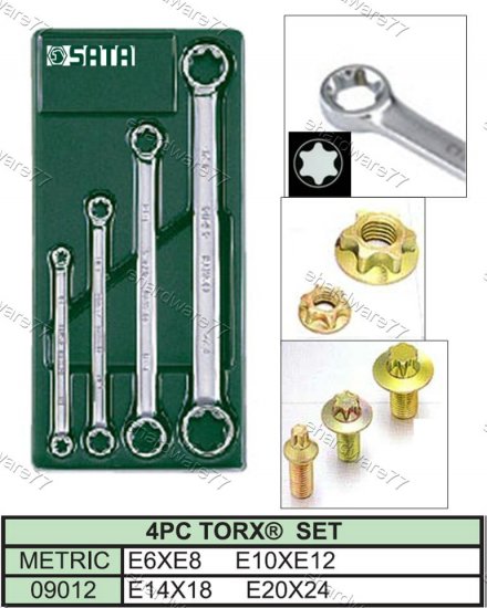 SATA 4Pcs Double End E-Torx Ring Spanner Set (09012)