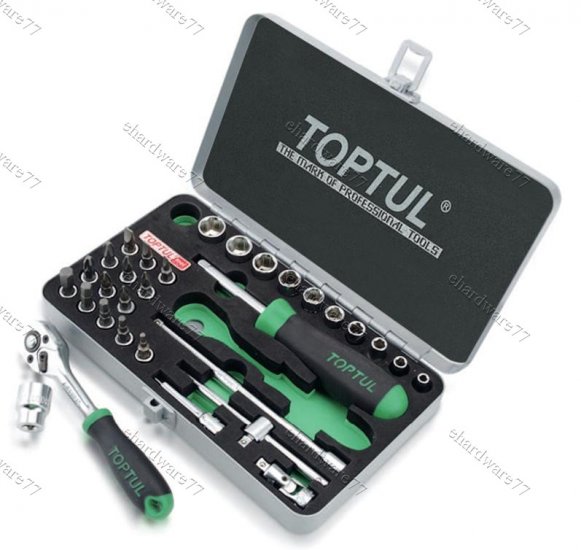 TOPTUL 31PCS 1/4" DR SOCKET SET (METAL CASE) (GCAD3102)