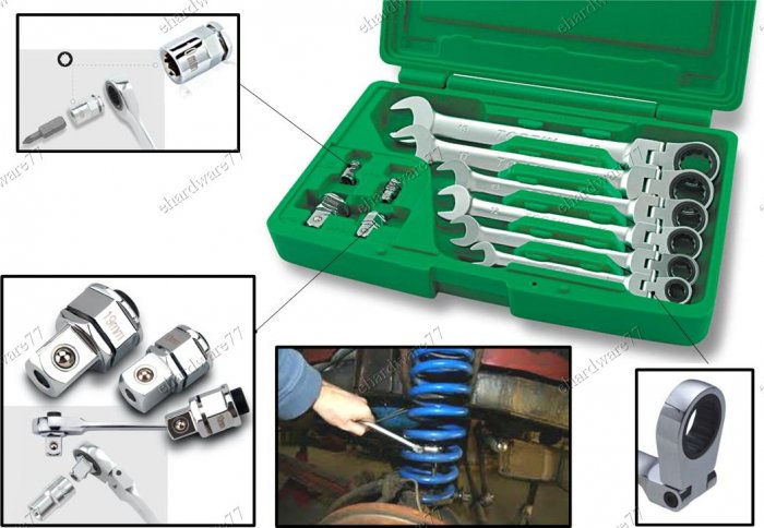 TOPTUL 10Pcs Flexible Ratchet Combination Wrench Set (GAAI1003)