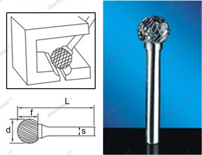 TUNGSTEN CARBBIDE BURRS 6MM Shank 16X14.4X6X54MM (RD1614)