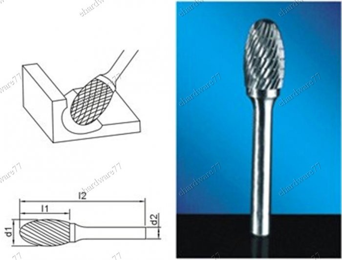 TUNGSTEN CARBBIDE BURRS 6MM Shank 12X20X6X60MM (RE1220)