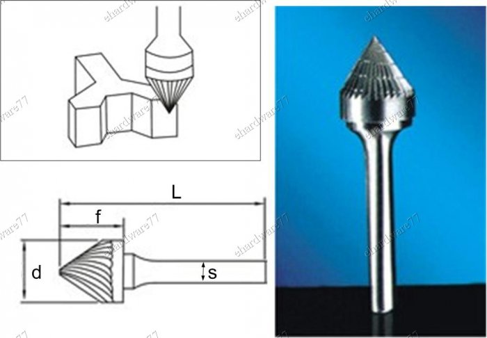 TUNGSTEN CARBBIDE BURRS 3MM Shank 3 X2X3X38MM (RJ0302)
