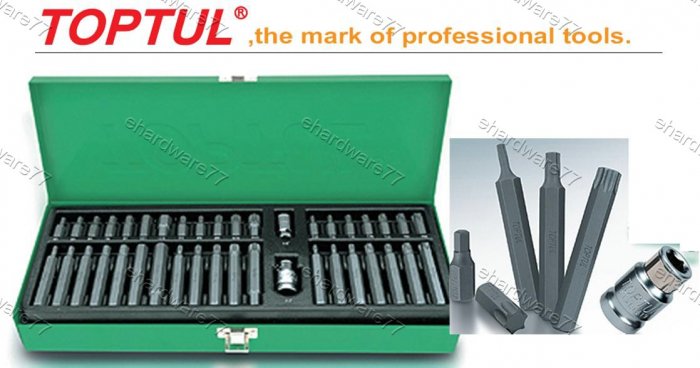 TOPTUL 40Pcs 3/8" & 1/2" DR Power Bit Set (GAAD4002)