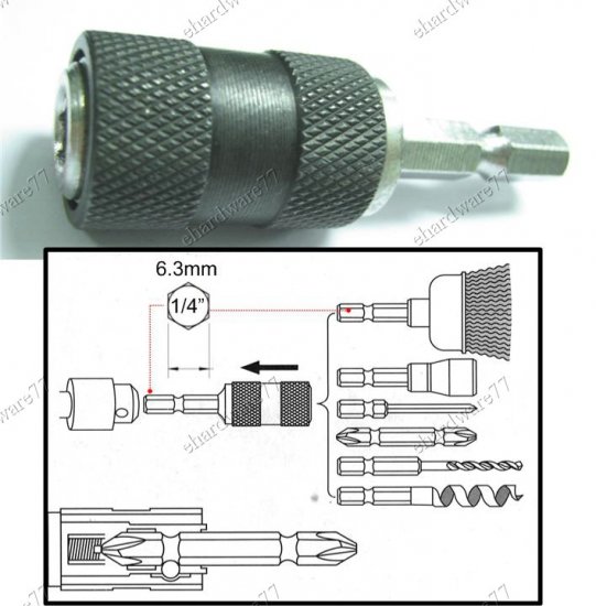 Quick Change 1/4" Hex Shank Bit Holder (QCBH14)