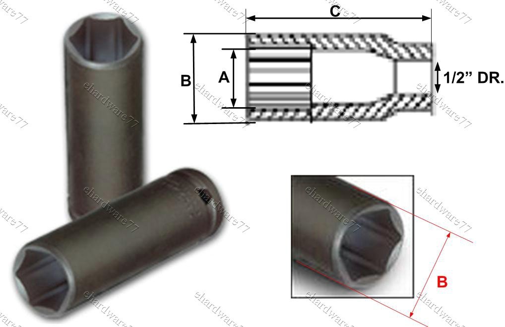 1/2" DR. Super Thin Deep Impact Socket 17mm (75TS117)