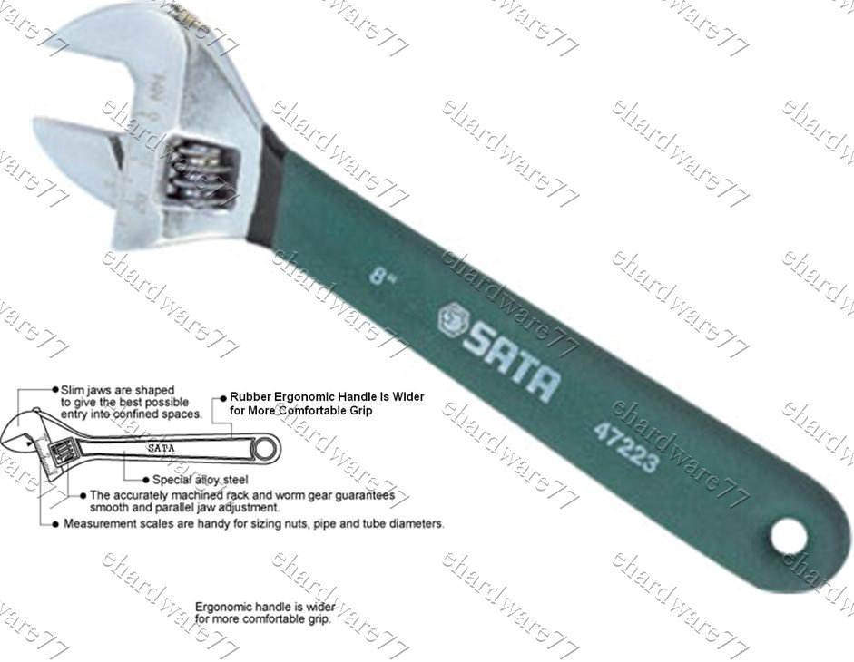 SATA - 4" Mini Adjustable Wrench (Dipping Grip) (47221)