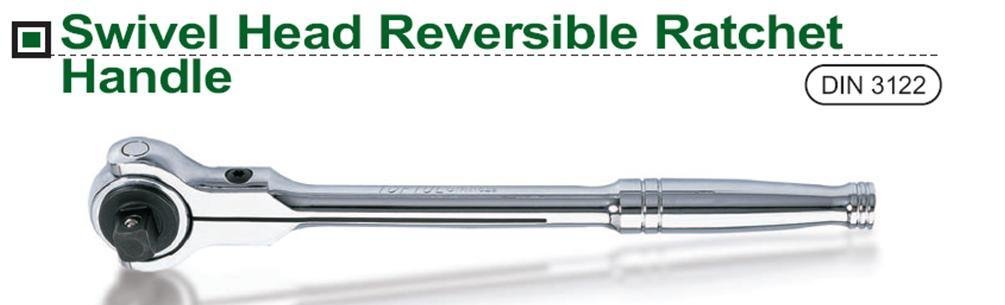 TOPTUL 1/2"DR Swivel Head Reversible Ratchet Handle (CYAN1629)