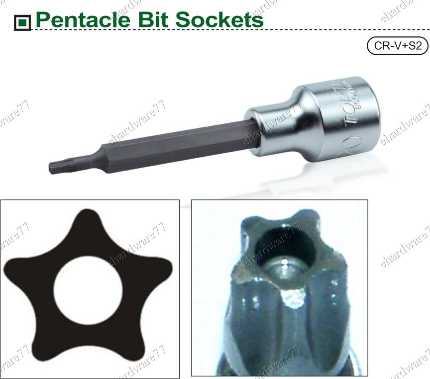 Toptul 1/2" DR Tamper Proof Pentacle Bit Socket TS40H X 100mm (BCOA1640)