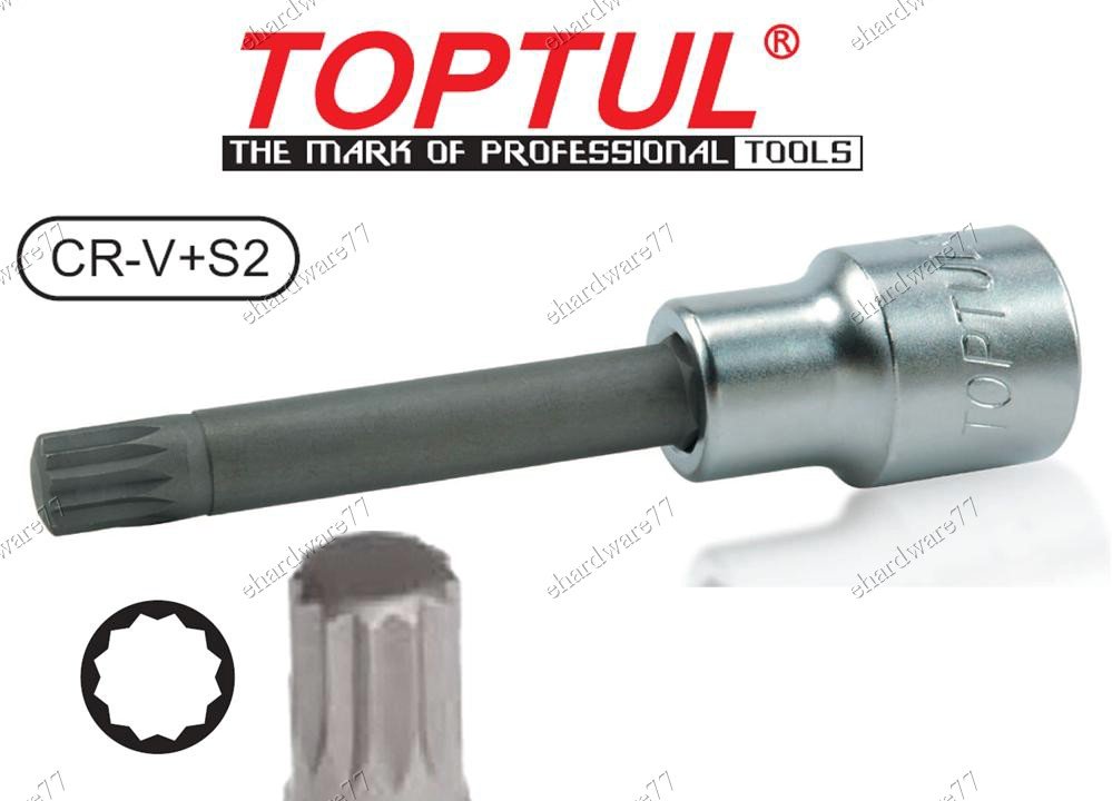 TOPTUL LONG TRIPLE SQUARE 1/2"DR BIT SOCKET M12x100mmL (BCJD1612)