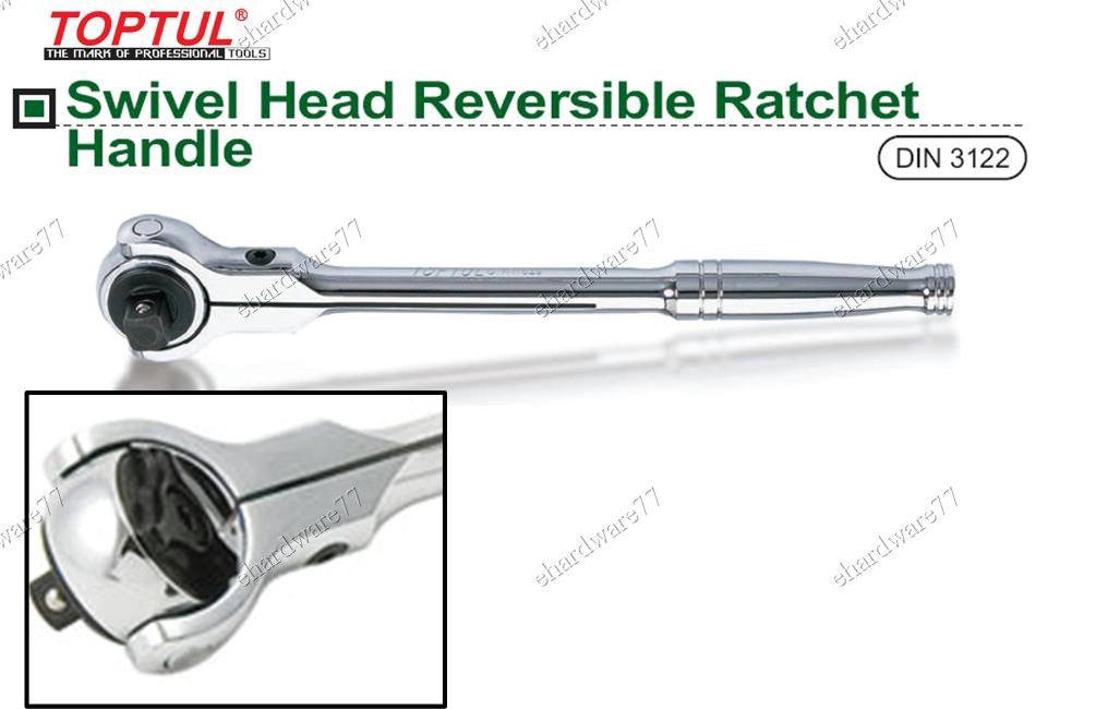 TOPTUL Swivel Head Reversible Ratchet Handle 1/2"DR (CYAN1629)