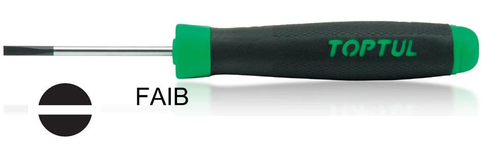 TOPTUL Rubberized Handle Precision Slotted Screwdrivers (-) 3.0mm (FAIB0305)