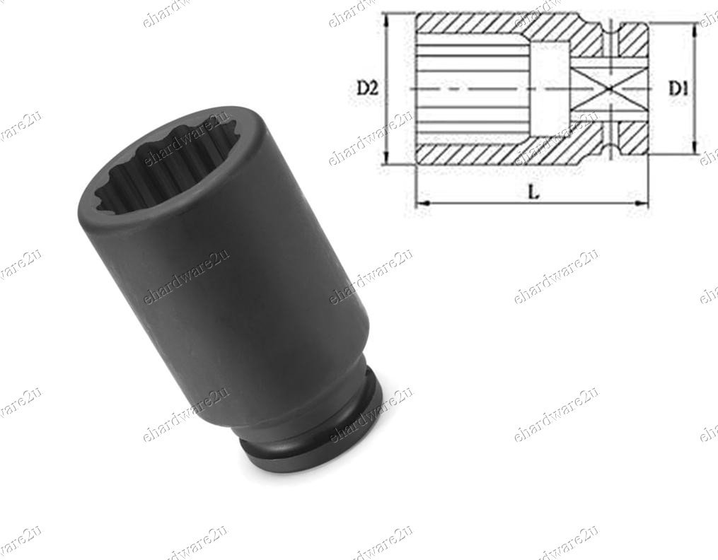 1/2"DR 12pt Thin Wall Deep Impact Socket 32mm (KT4062-32)