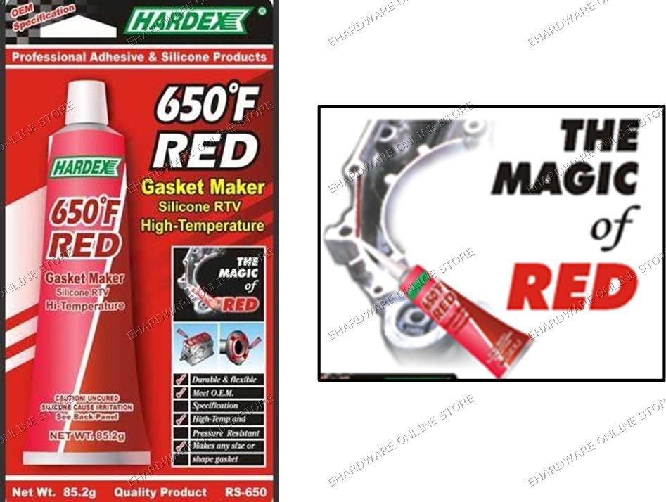 HARDEX Hi-Temp RTV Silicone Red Gasket Maker 85.2g (RS650)