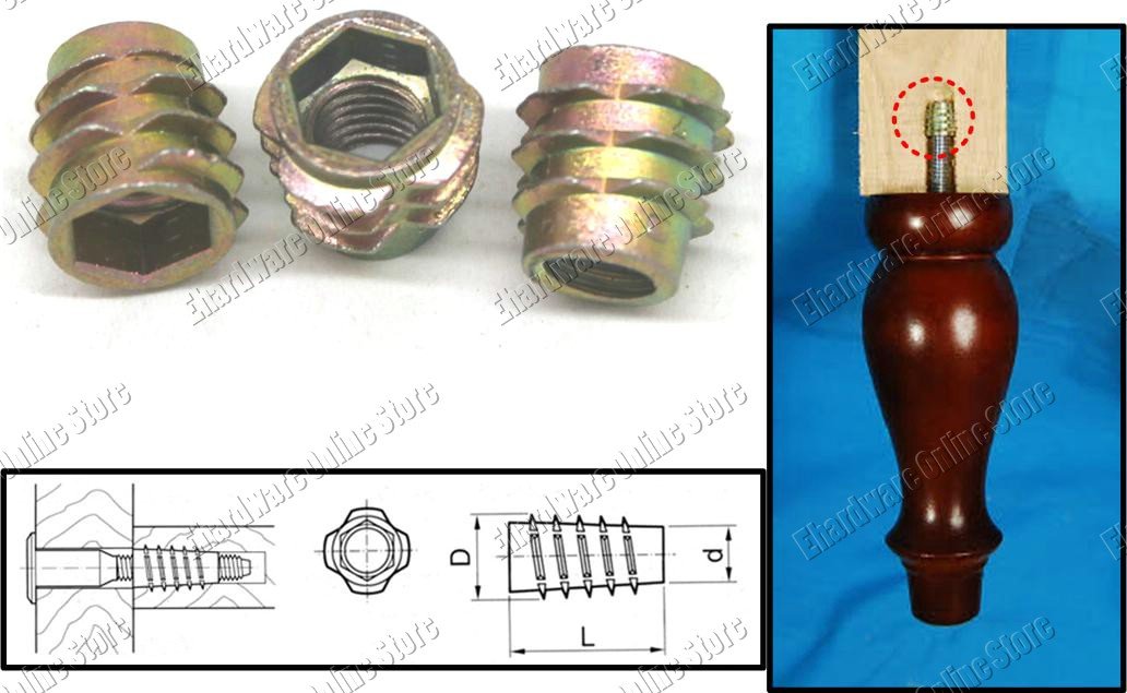 FURNITURE E-NUT INSERT M8X13MM (EWIN8X13)