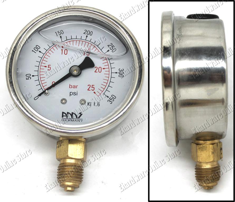 GLYCERINE FILLED PRESSURE GAUGE BOTTOM CONNECTION 63MM 0-160BAR (BL63-160)