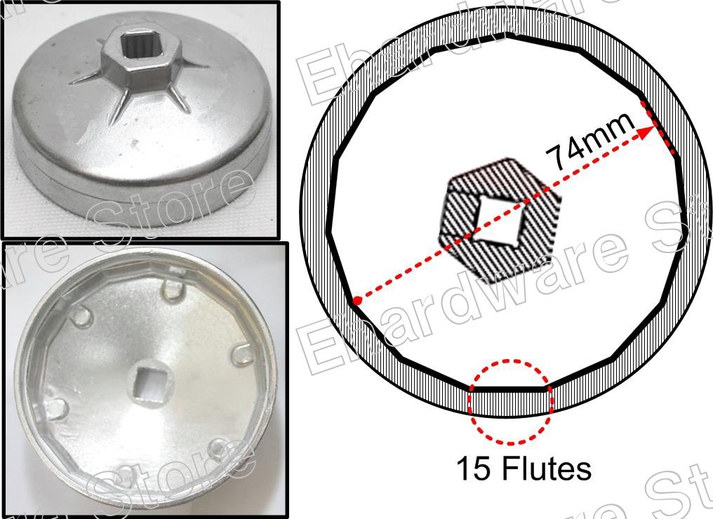 Oil Filter Cap Wrench 74mm P15 For Chrysler, GM, MF, Rover (WH9033)
