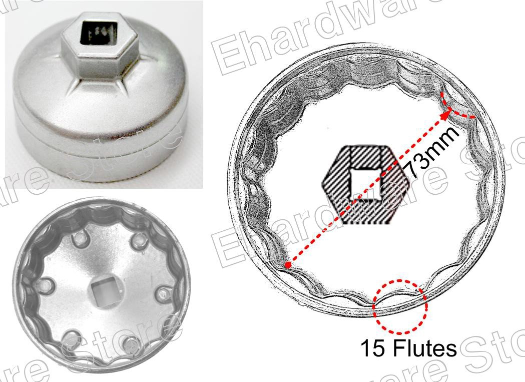 Oil Filter Cap Wrench 73mm P15 For Chrysler, GM, Mitsubishi (WH905)