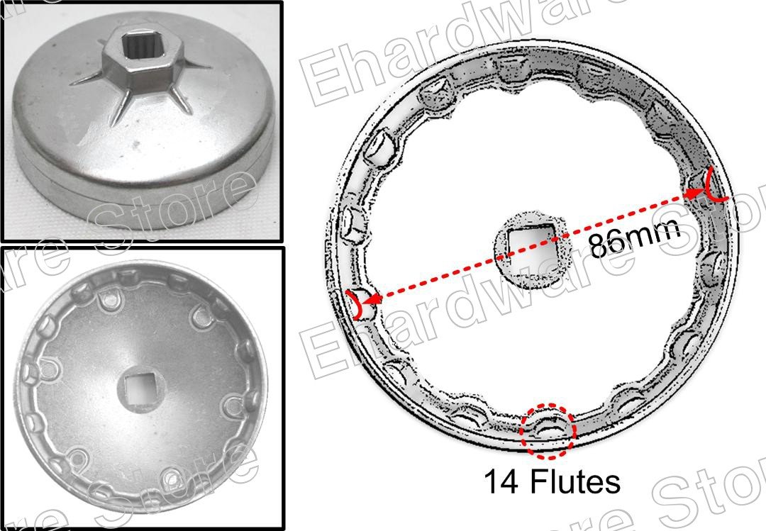 Oil Filter Cap Wrench 86mm P14 For Mazda, Mitsubishi (WH912)