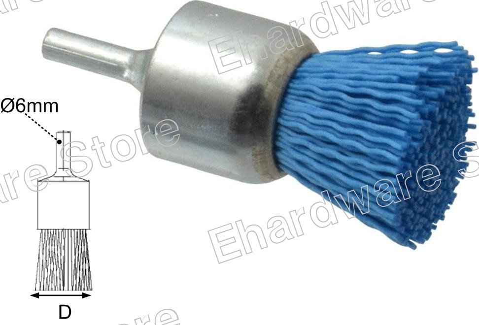 ABRASIVE NYLON BRISTLE END BRUSH WITH 6MM SHANK 25MM (HNSEB25)
